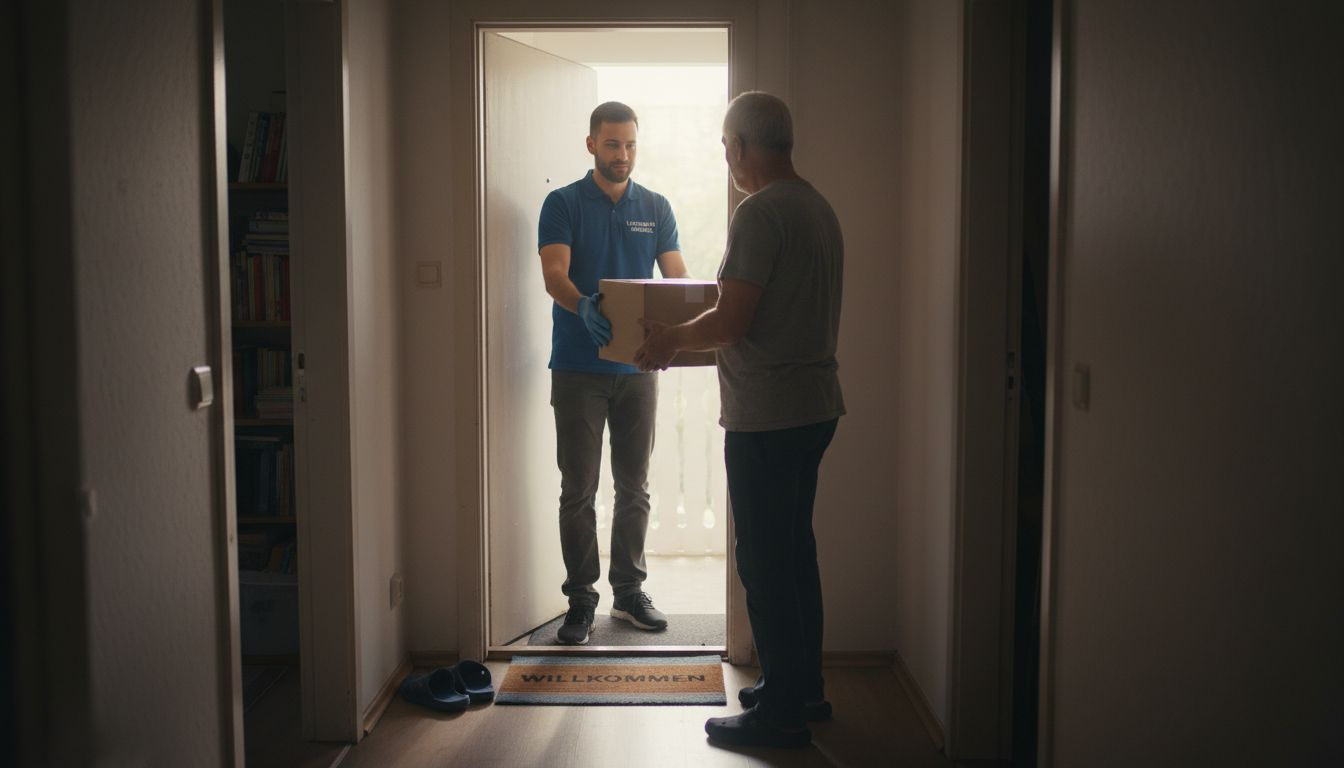 Das paket wird diskret und neutral verpackt von einem kurier zugestellt.