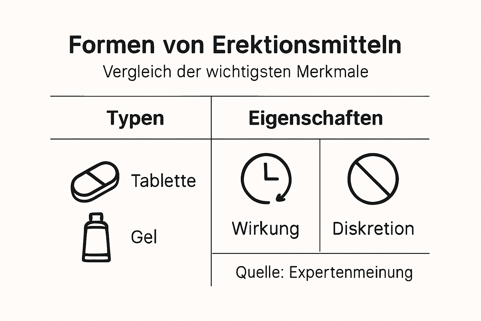 Vergleichende infografik zu gängigen potenzmitteln