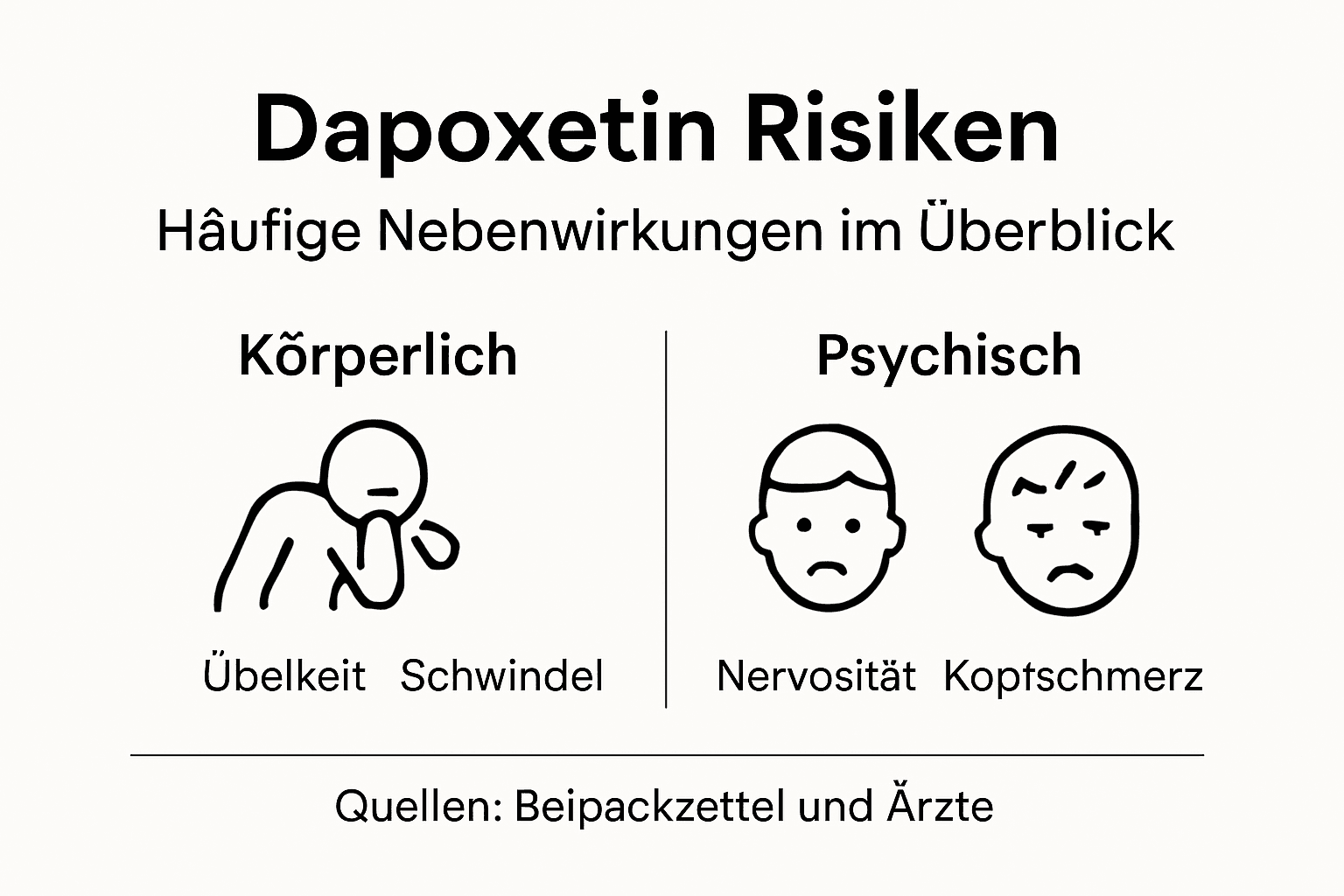 Grafische übersicht: risiken und mögliche nebenwirkungen von dapoxetin auf einen blick