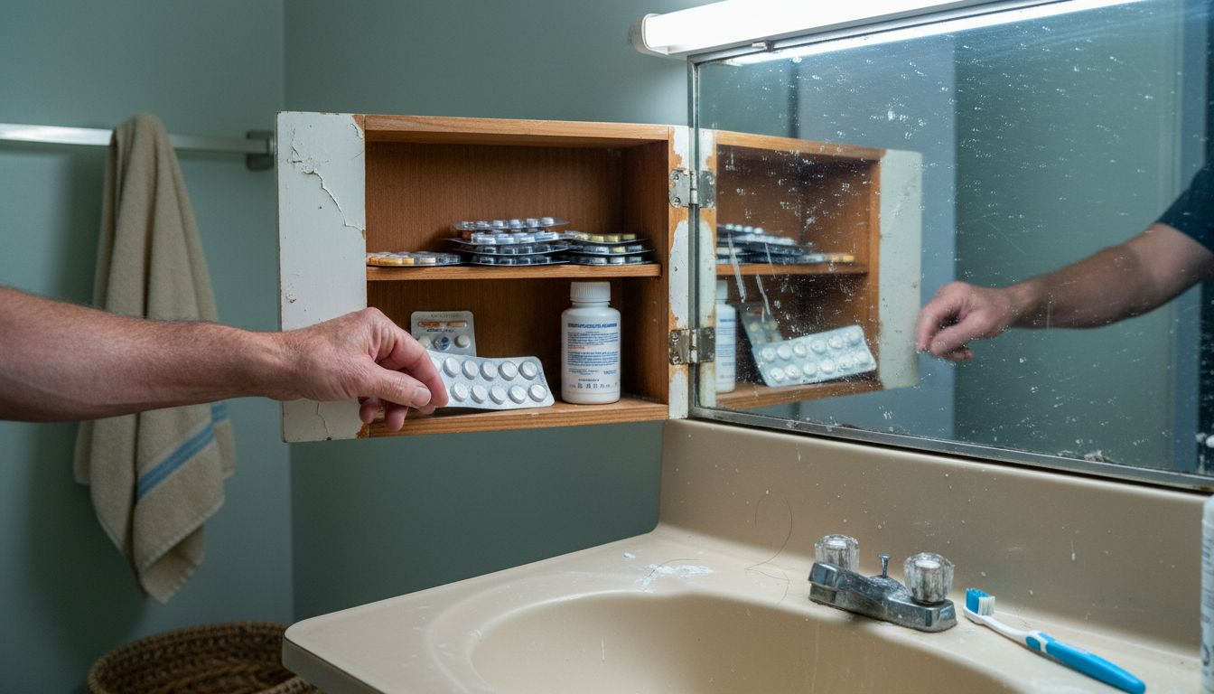 Dans l’armoire de la salle de bain, on retrouve plusieurs types de kamagra.