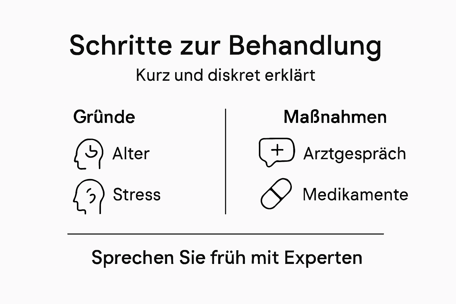 Übersichtliche grafik mit den wichtigsten ursachen und den einzelnen behandlungsschritten auf einen blick.