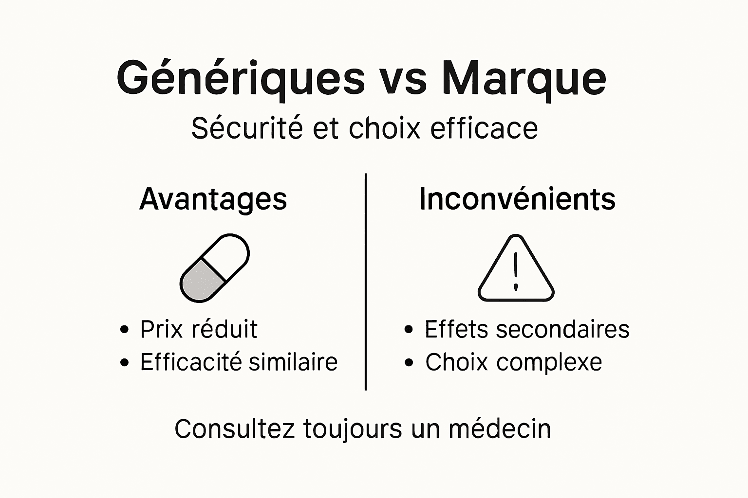 Différences viagra génériques : sécurité et choix efficace 2 Infographie : les points forts et les points faibles à connaître
