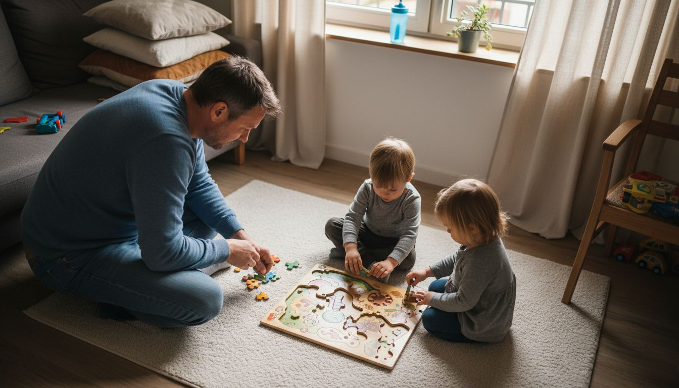Een kindvriendelijke speelhoek in de woonkamer waar ze veilig kunnen spelen