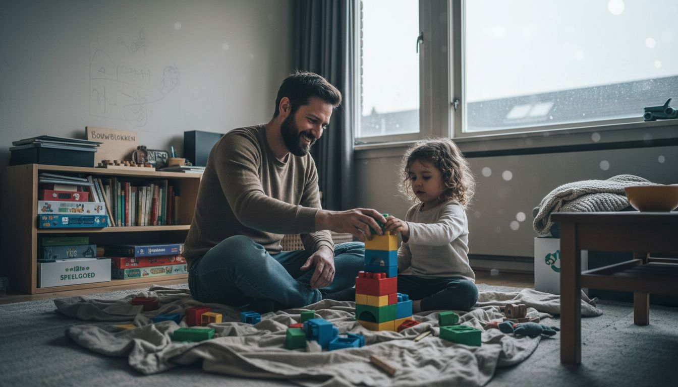 Samen bouwen ouders en kinderen aan mooie herinneringen met milieuvriendelijk speelgoed.