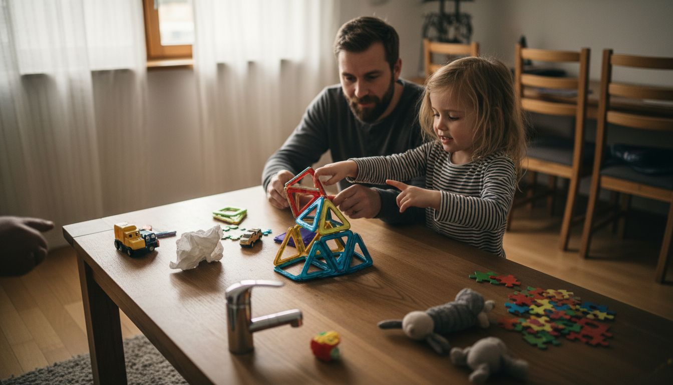 Samen aan de slag: vader en dochter werken aan een magneetproject