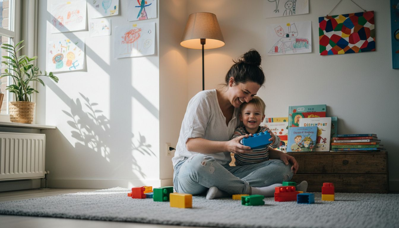 Gezellig samen bouwen in een vrolijke speelhoek voor kinderen