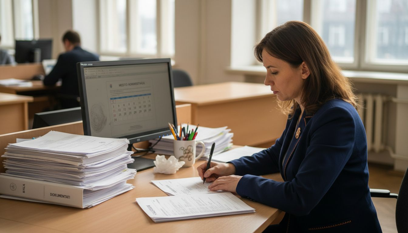 Moteris pildo statybos leidimui reikalingus dokumentus.