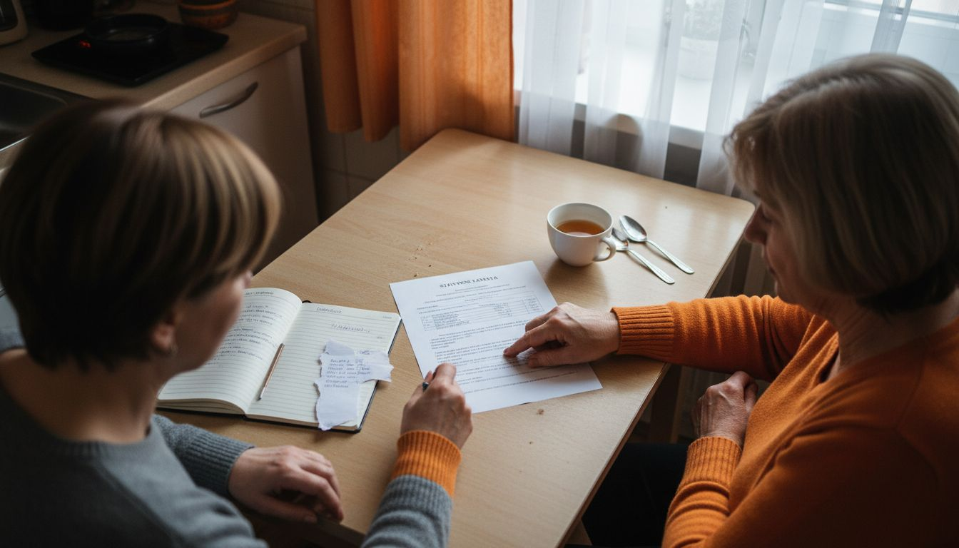Moterys susėda prie stalo ir aptaria, kaip paskirstyti lėšas statyboms.