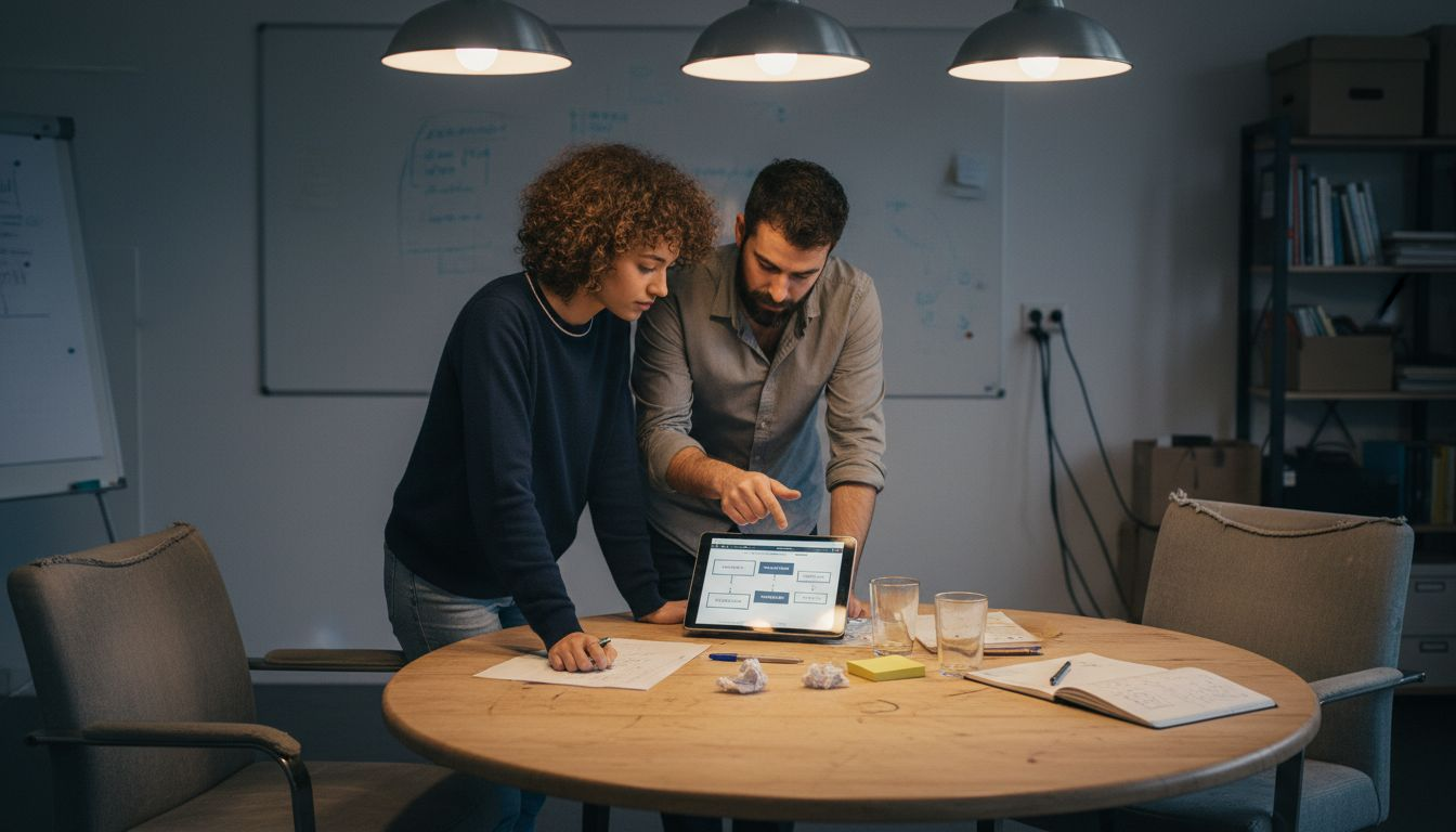 L’équipe de la PME organise une réunion pour préparer la création de leur site vitrine.