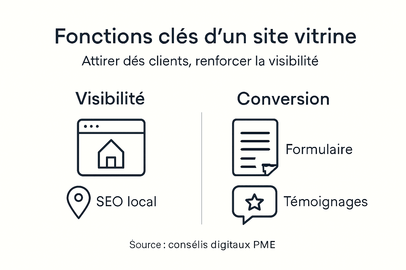 Les éléments incontournables d’un site vitrine présentés en infographie