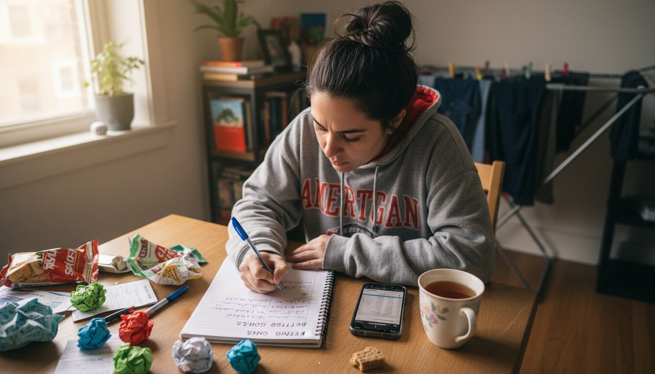 Woman writing sports betting goals
