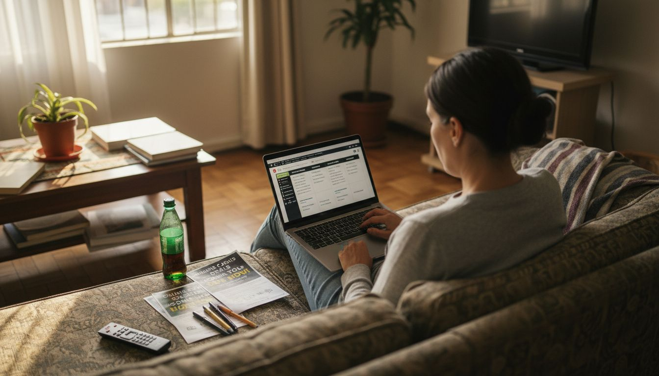 Woman comparing casino bonuses on laptop