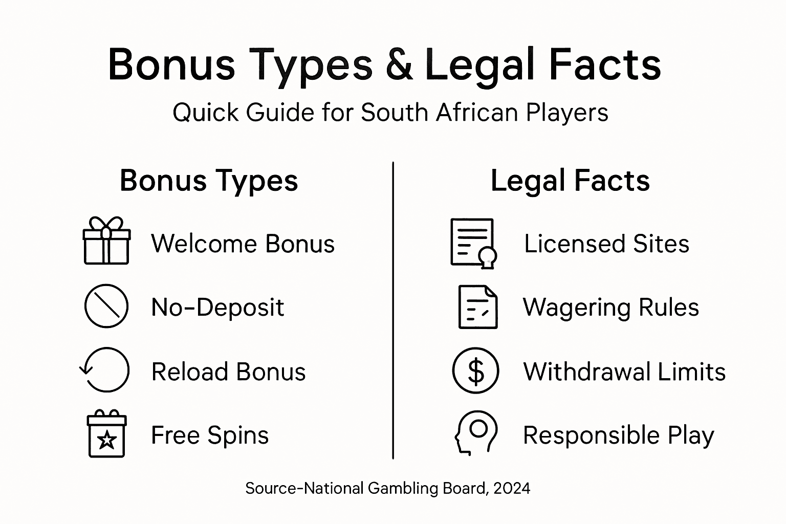Infographic comparing bonus types and legal facts