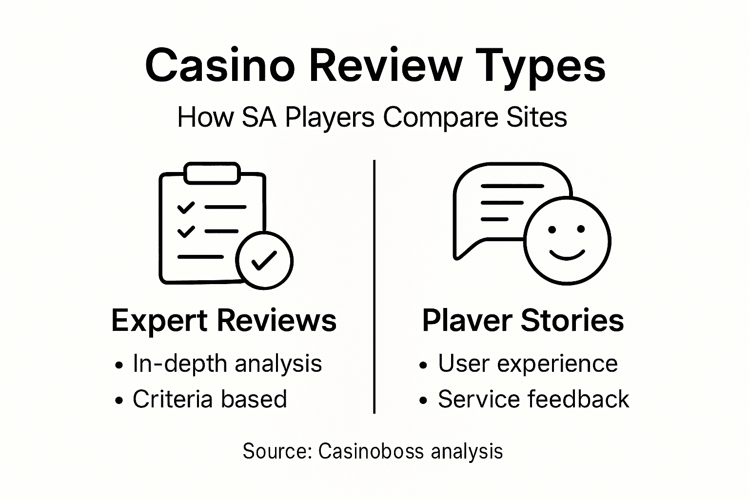 Infographic showing casino review types and strengths