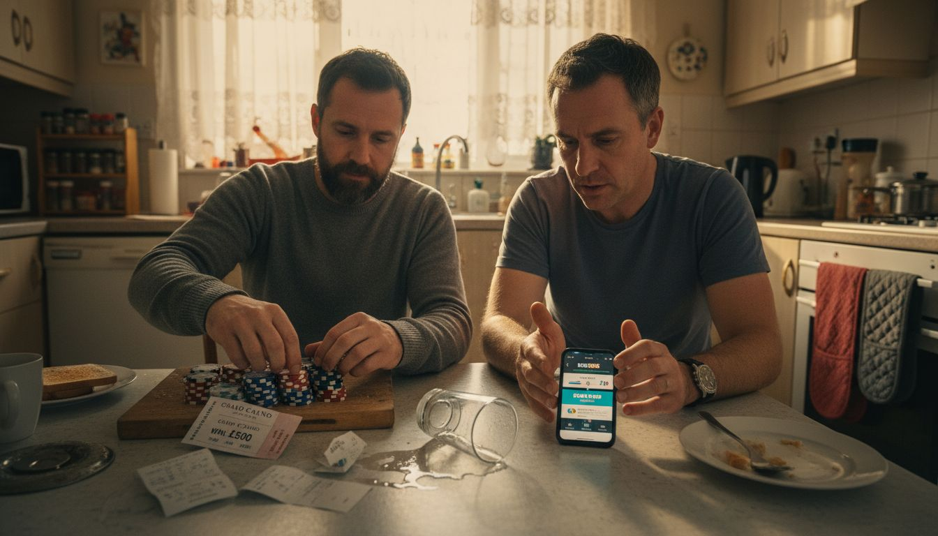 Friends comparing casino and online gambling