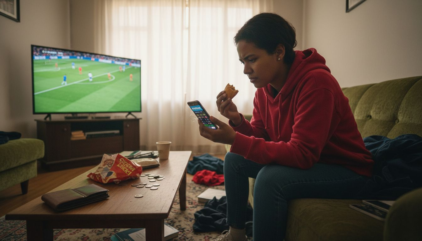 Woman using betting app on smartphone
