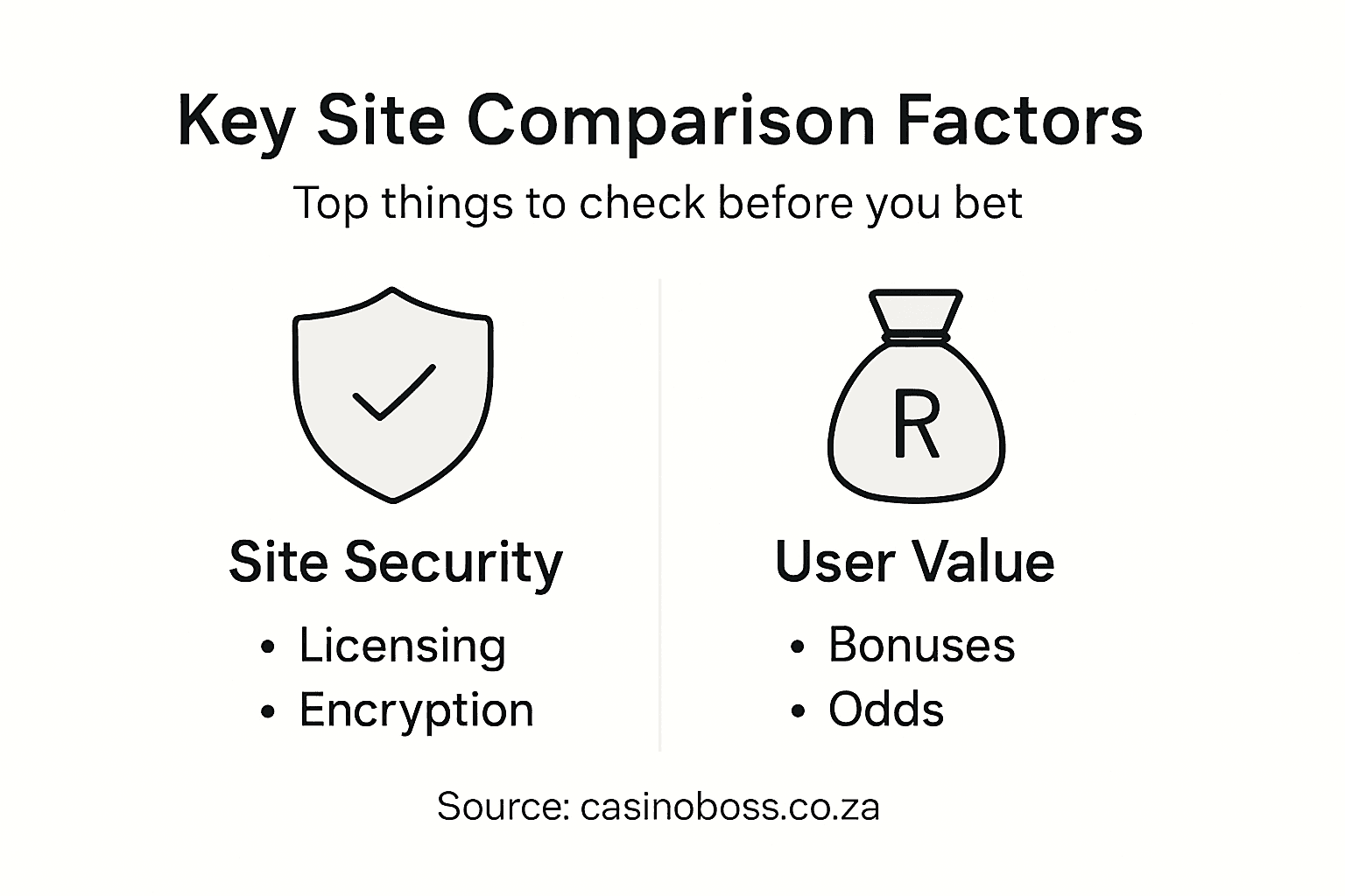Infographic comparing betting site key factors