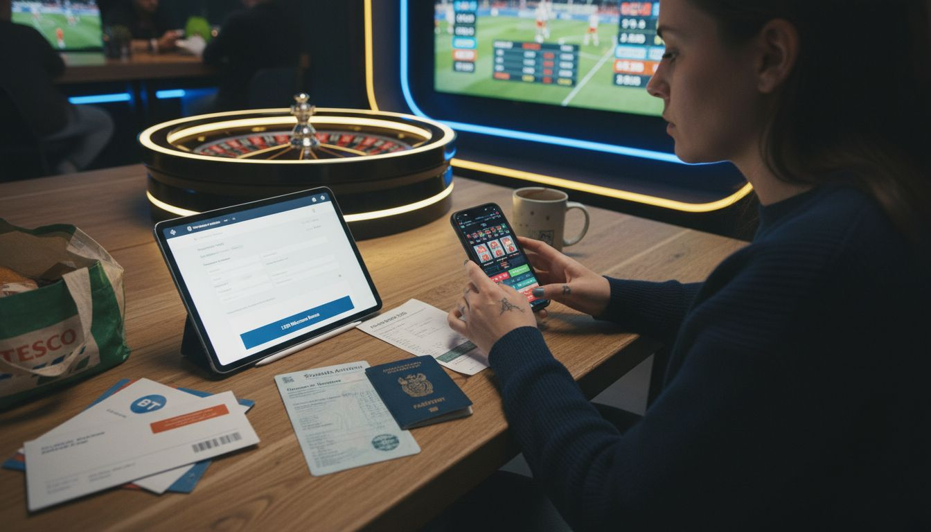 Woman preparing betting account verification documents