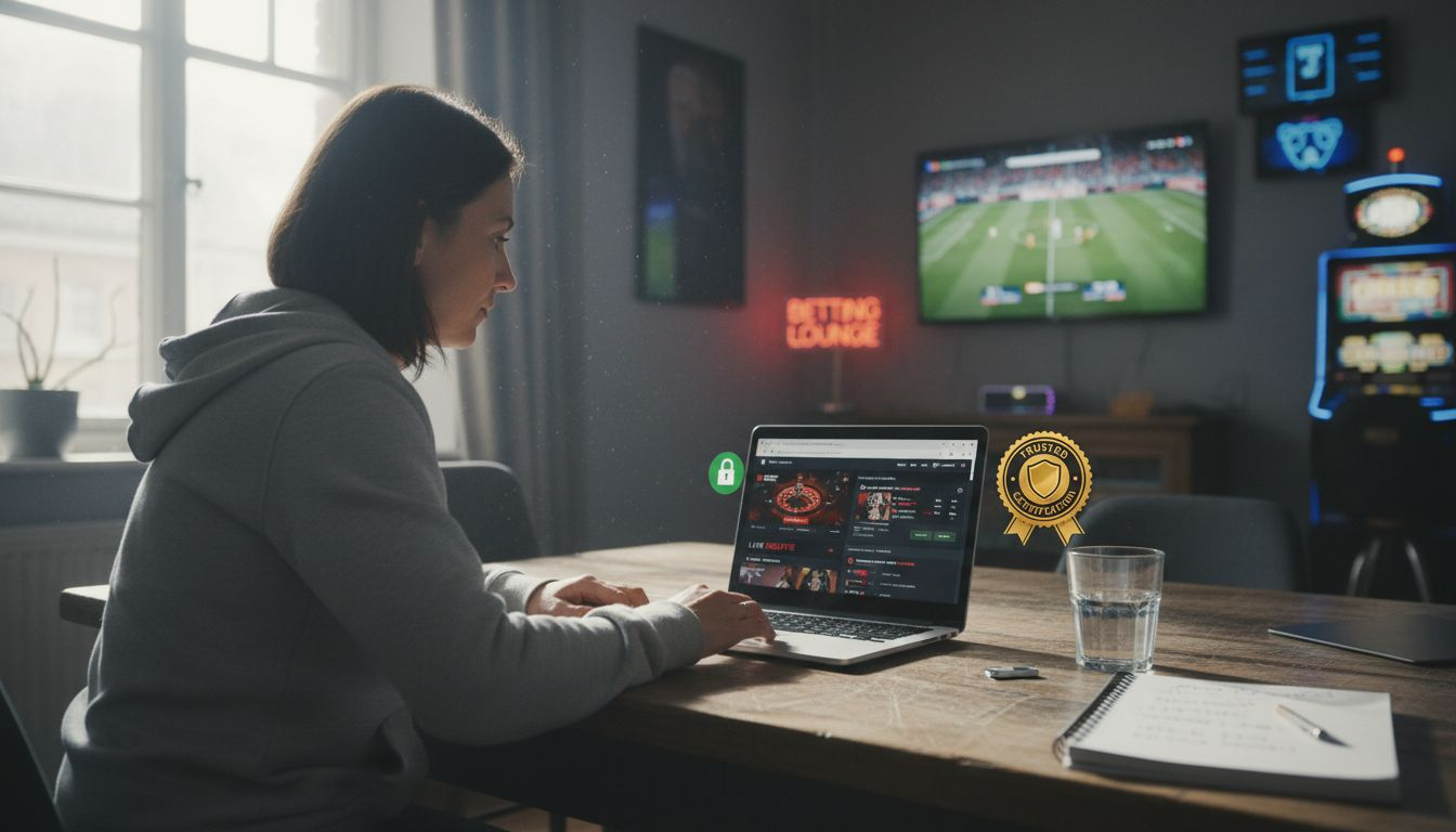 Woman checking site security certifications