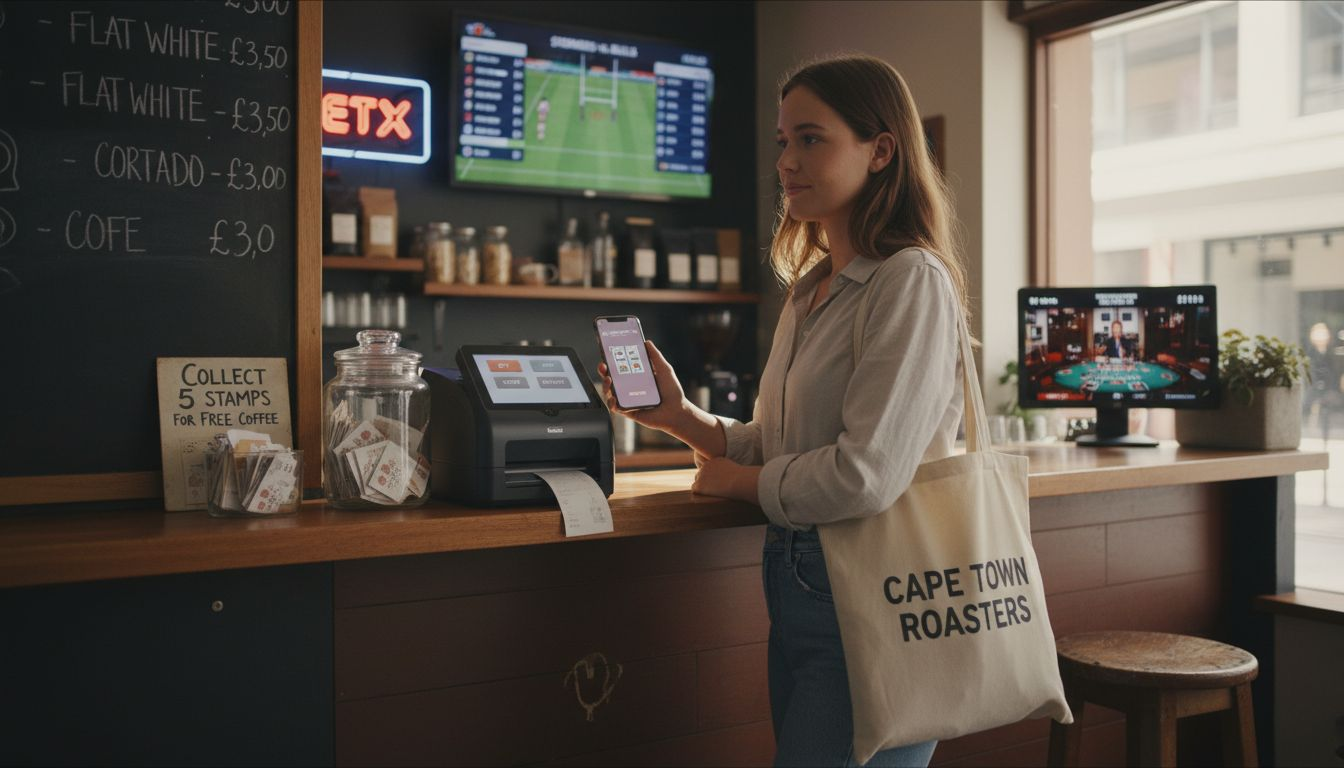 Customer using smartphone for online payment
