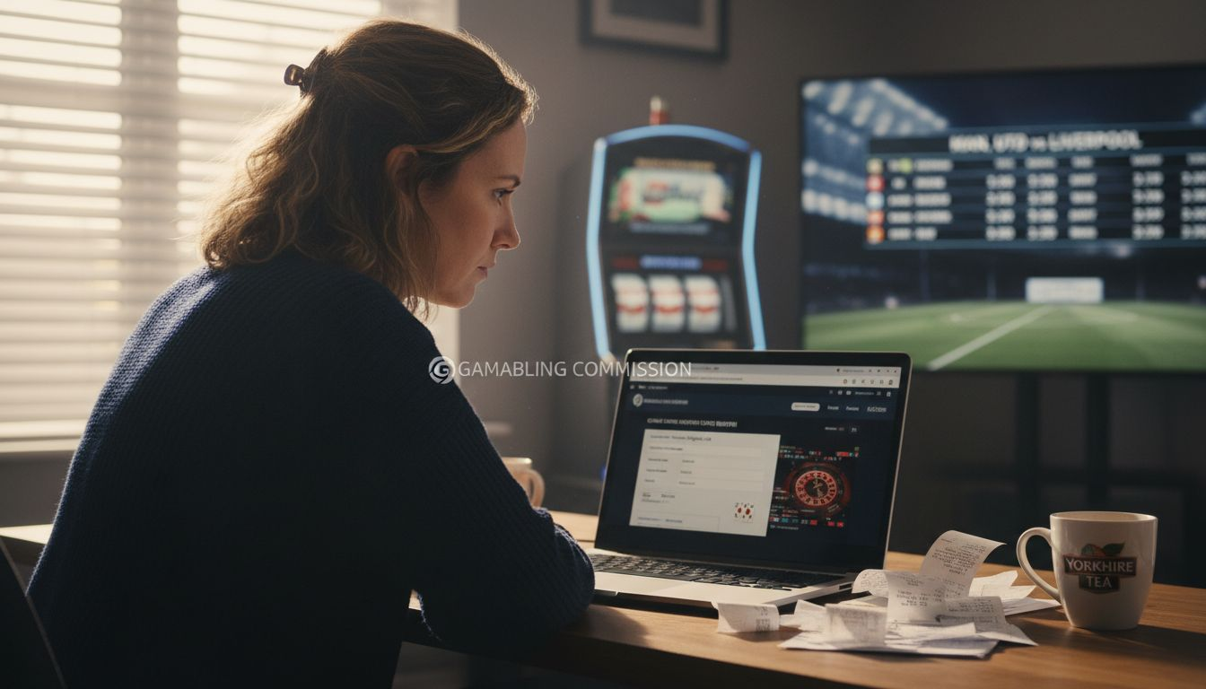 Woman verifying online casino license