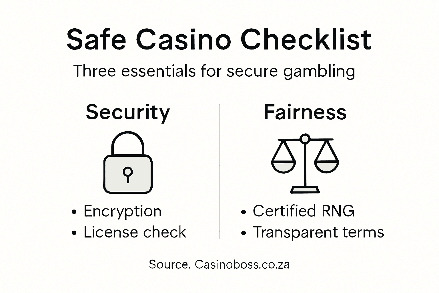 Infographic showing safe casino features checklist