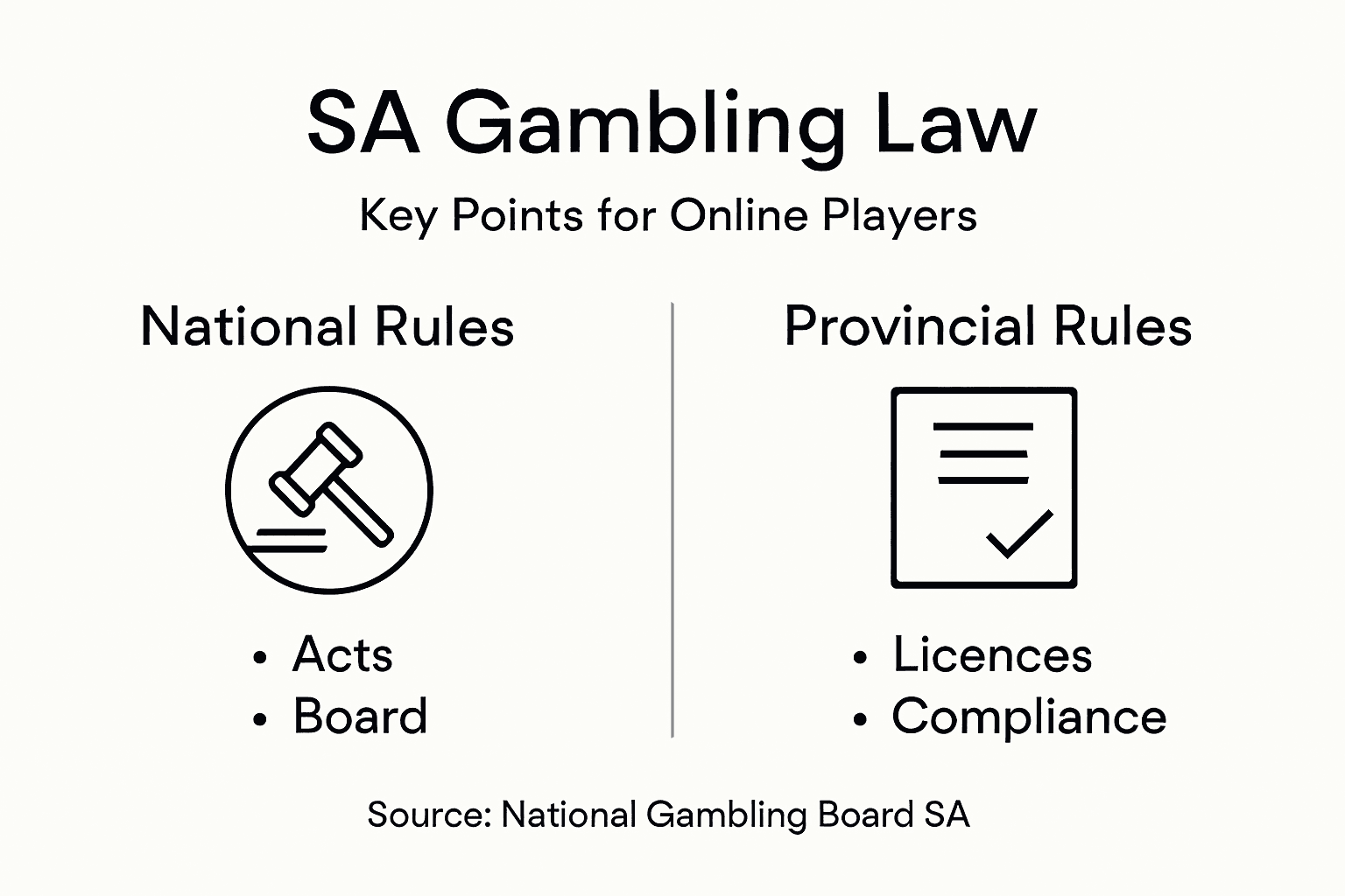 Infographic summarizing SA gambling law key facts