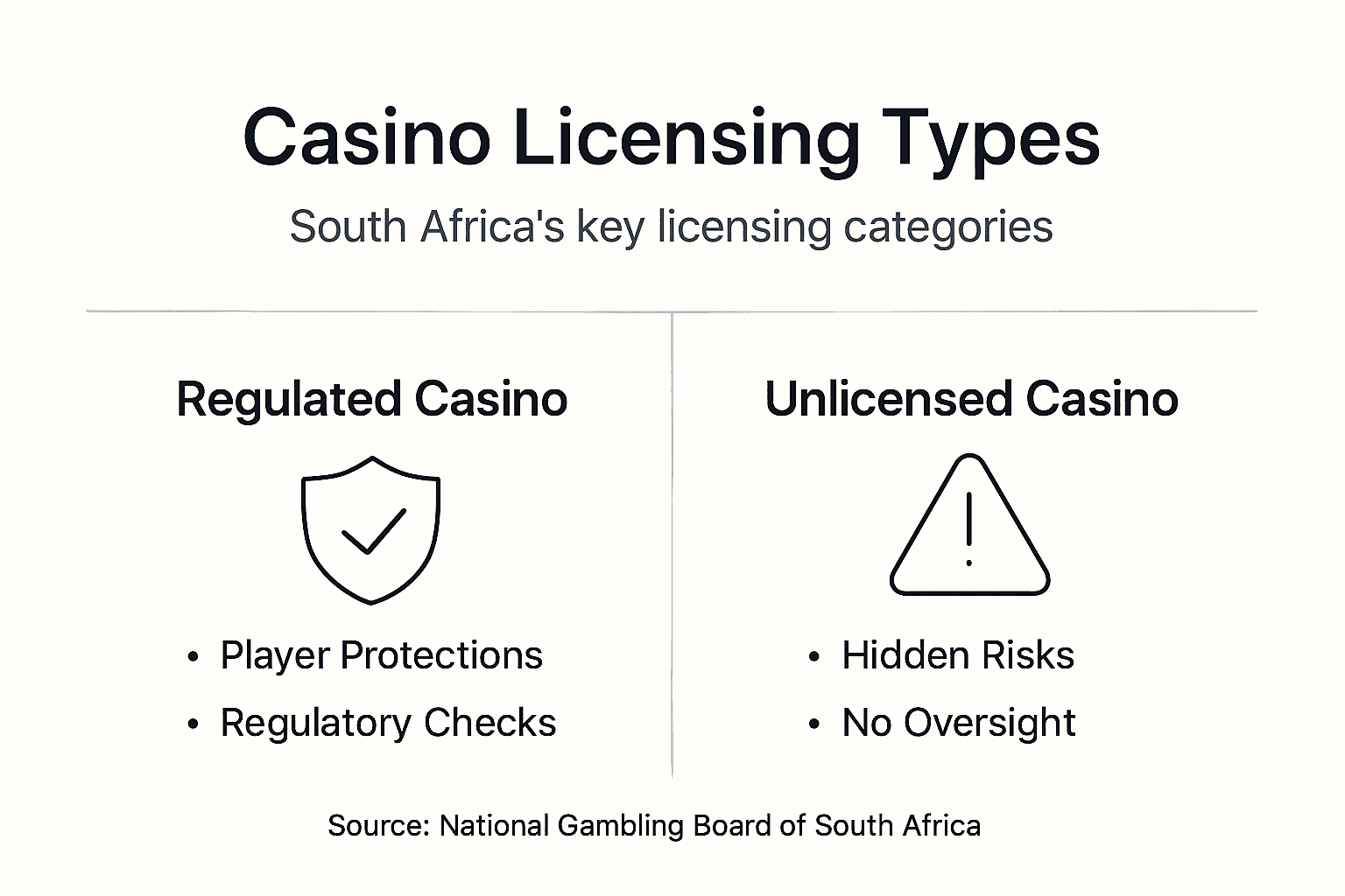 Infographic explaining casino licensing categories