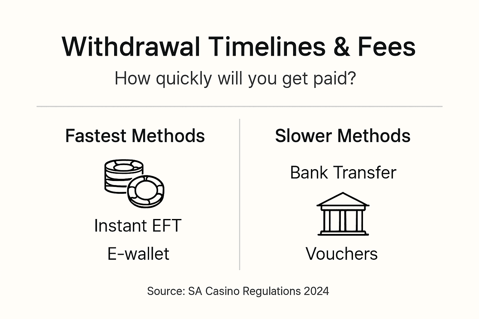 Infographic casino withdrawal speeds and fees