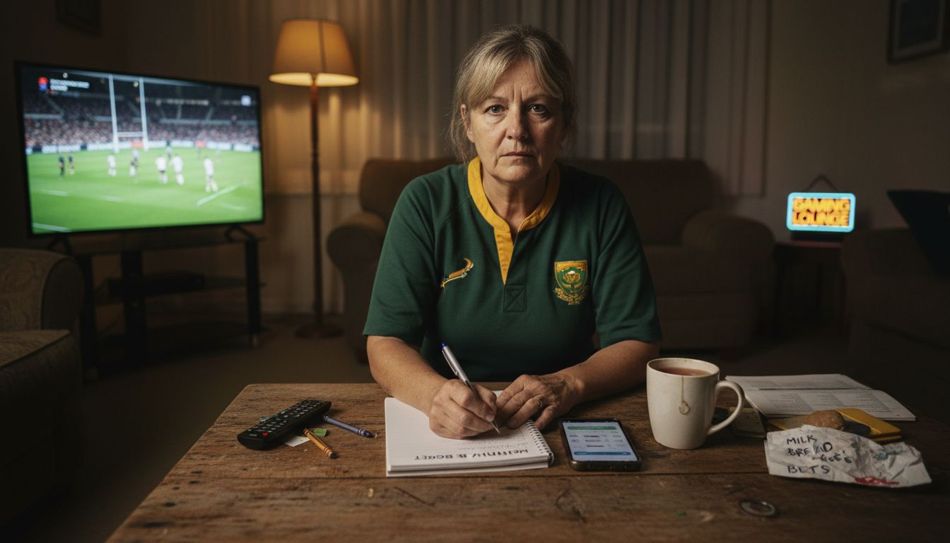 Woman setting gambling limits at coffee table