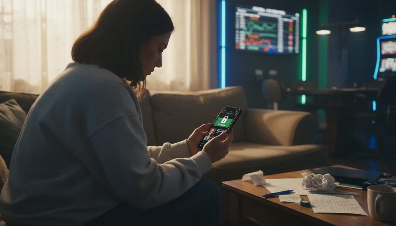 Woman verifying secure online gambling site