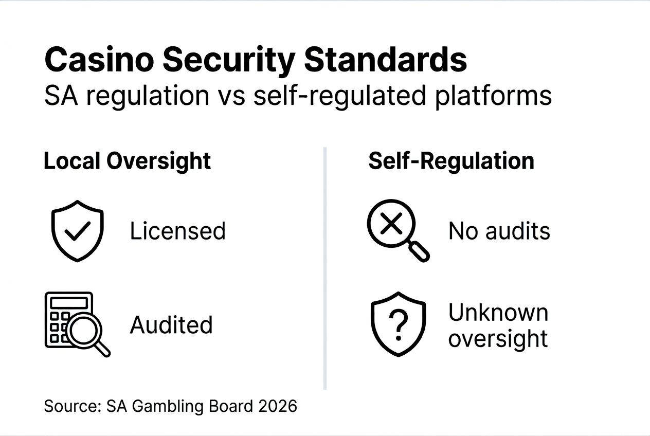 Infographic comparing regulated and self-regulated casinos