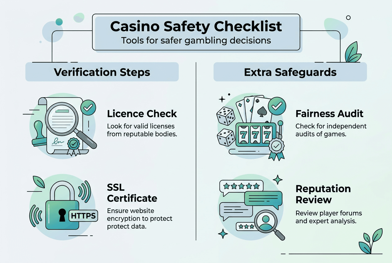 Infographic showing casino safety checklist steps