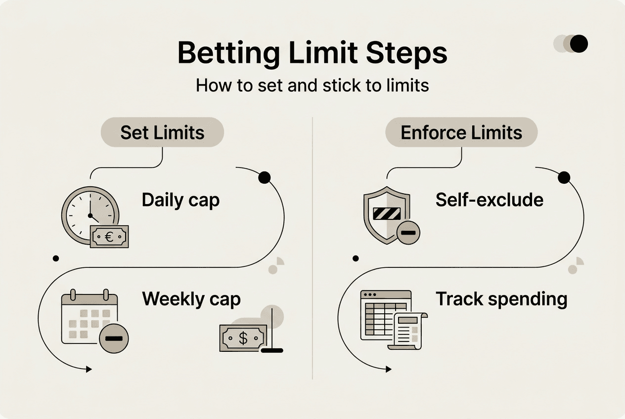 Infographic showing steps to enforce betting limits