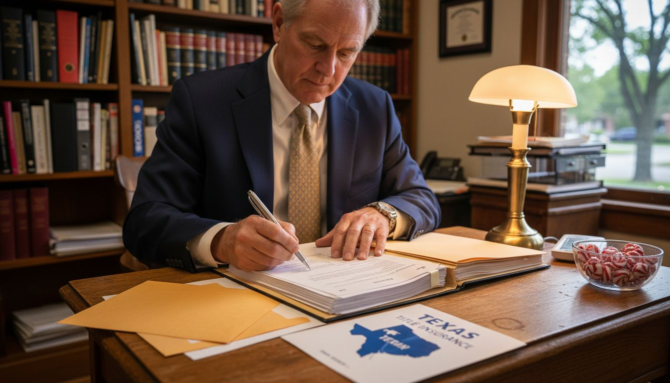 Man signing title paperwork at office desk