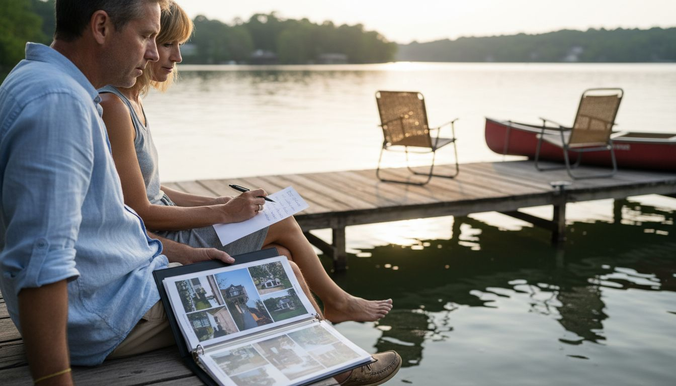 Couple reviewing Austin waterfront property portfolio