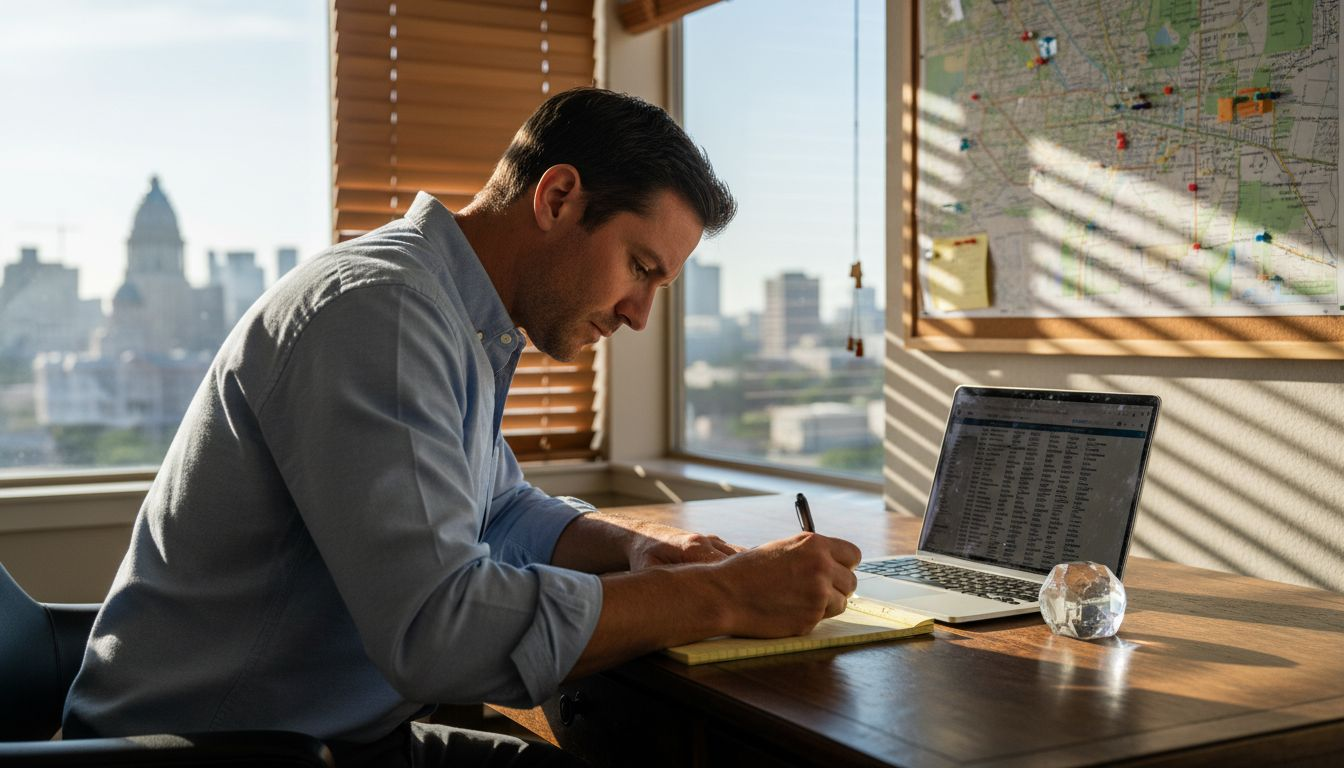 Man working in Austin luxury home office