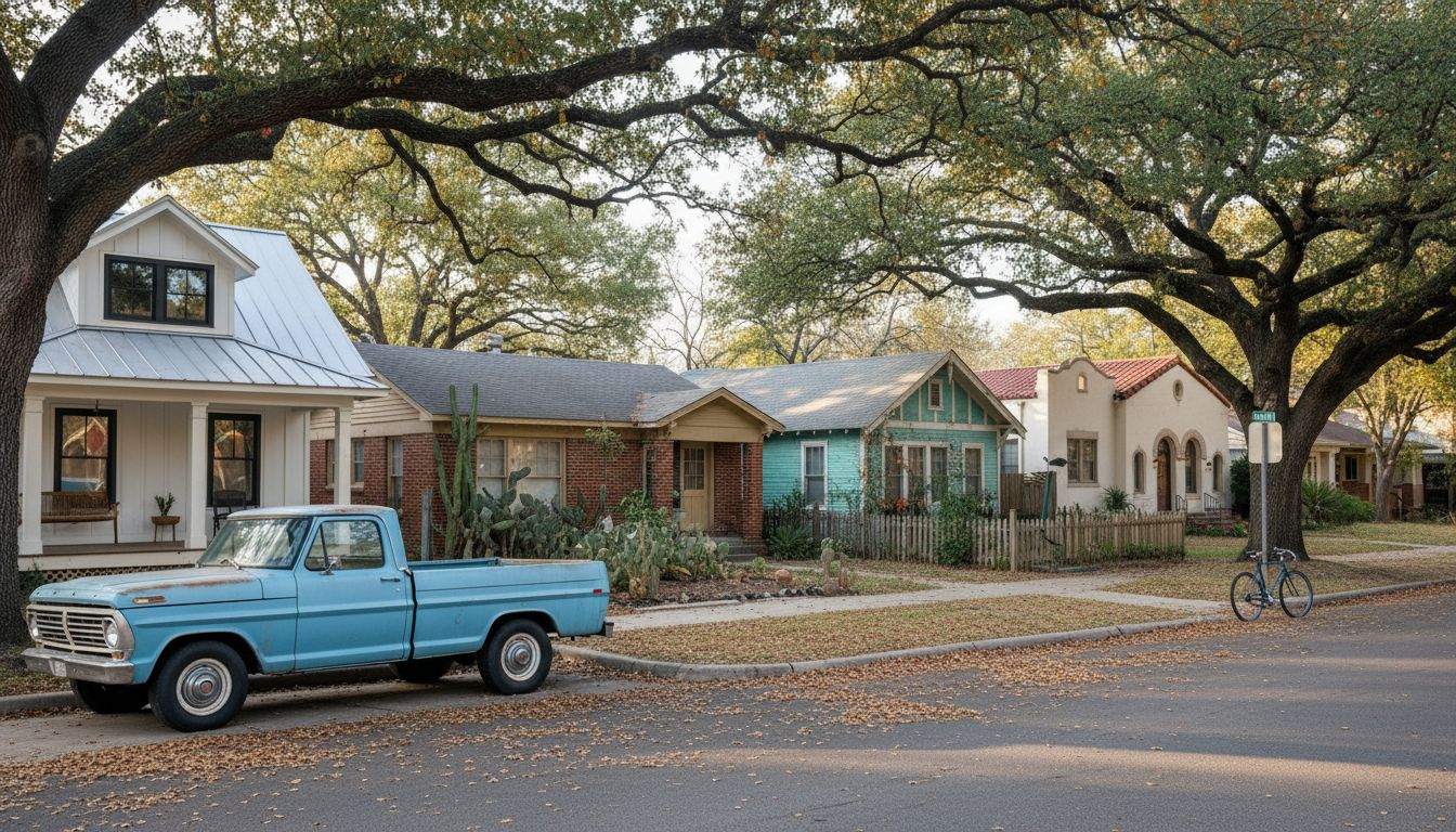 Austin homes showcasing four architectural styles on one street