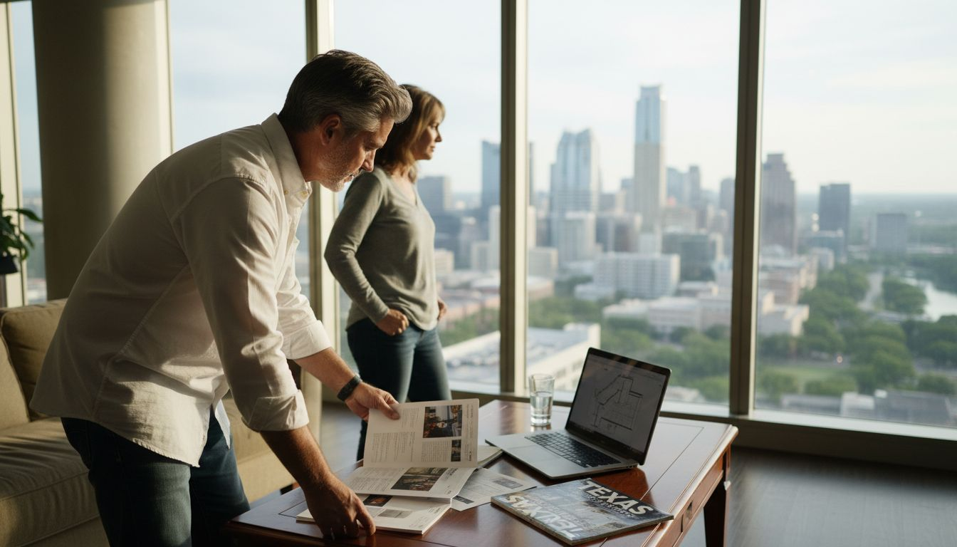 Luxury buyers overlooking Austin skyline