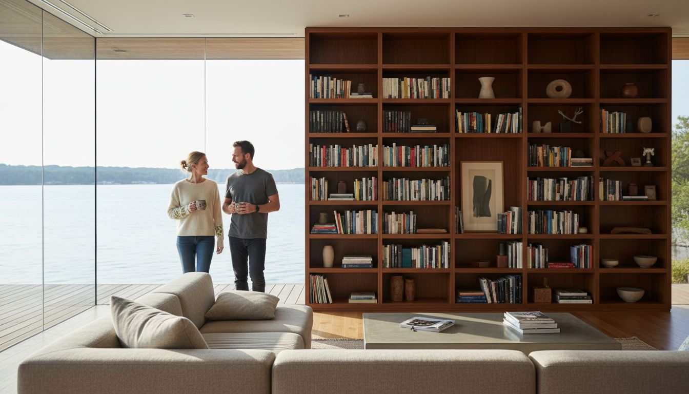 Couple touring Austin luxury home interior