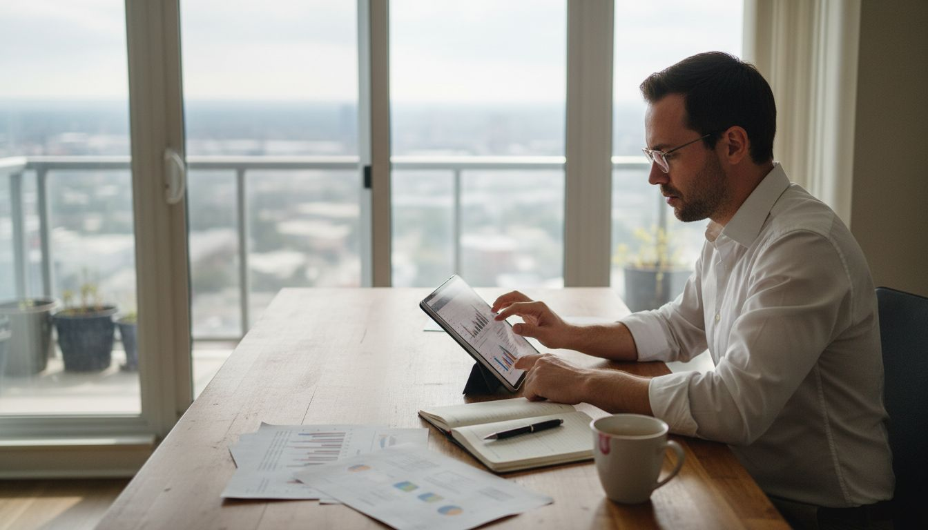 Investor analyzing Austin market data on tablet