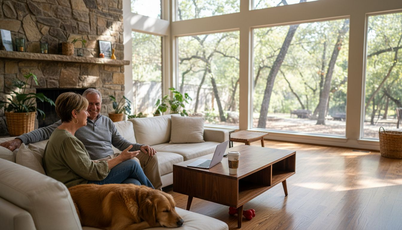 Westlake home living room interior with couple