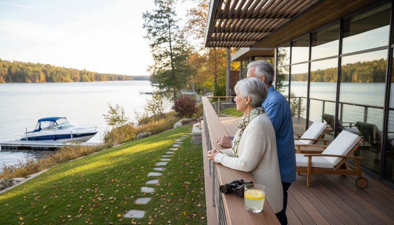Couple overlooks Lake Austin luxury waterfront home