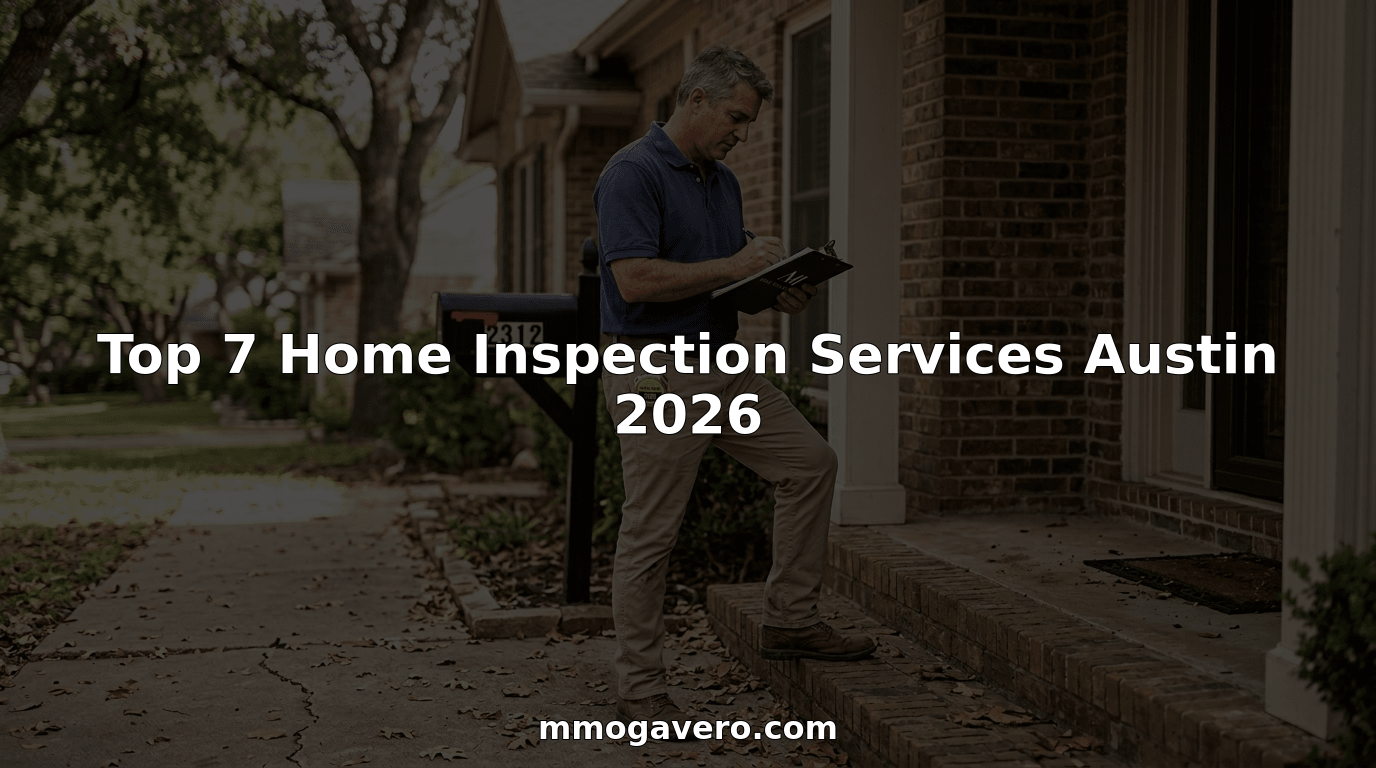 Home inspector at Austin brick house entryway