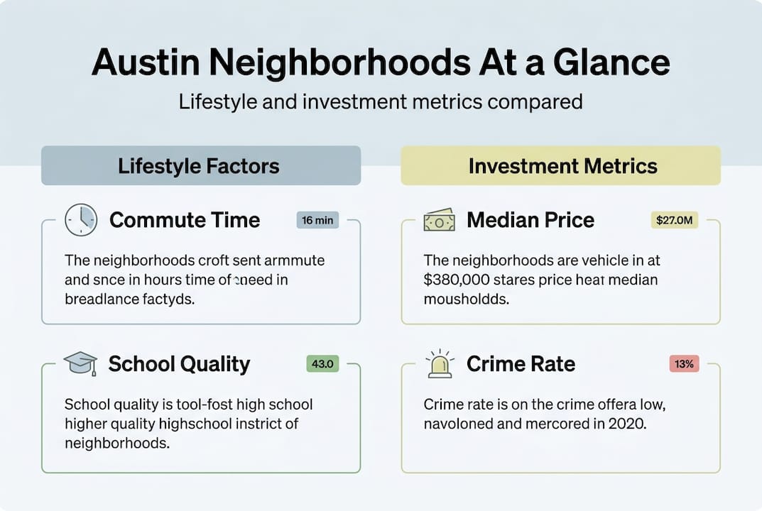Austin neighborhoods lifestyle and investment infographic