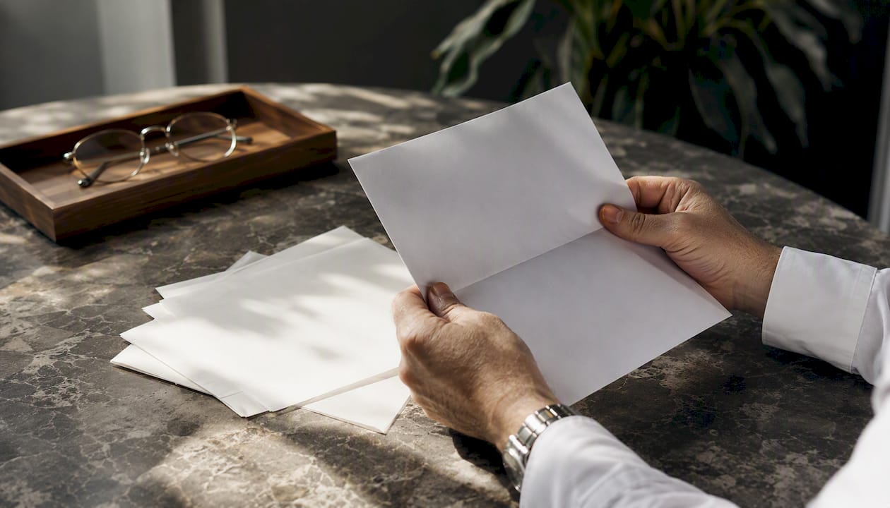 Hands holding property tax settlement letter