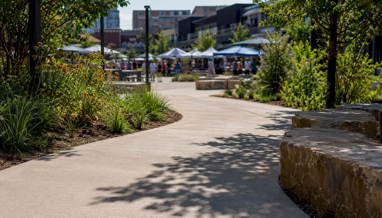 Mueller community walking trail and green space