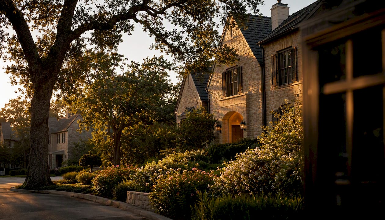 Quiet residential street in Austin, Texas
