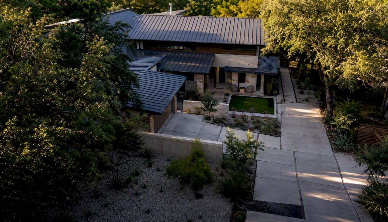 Aerial view of residential lot impervious surfaces