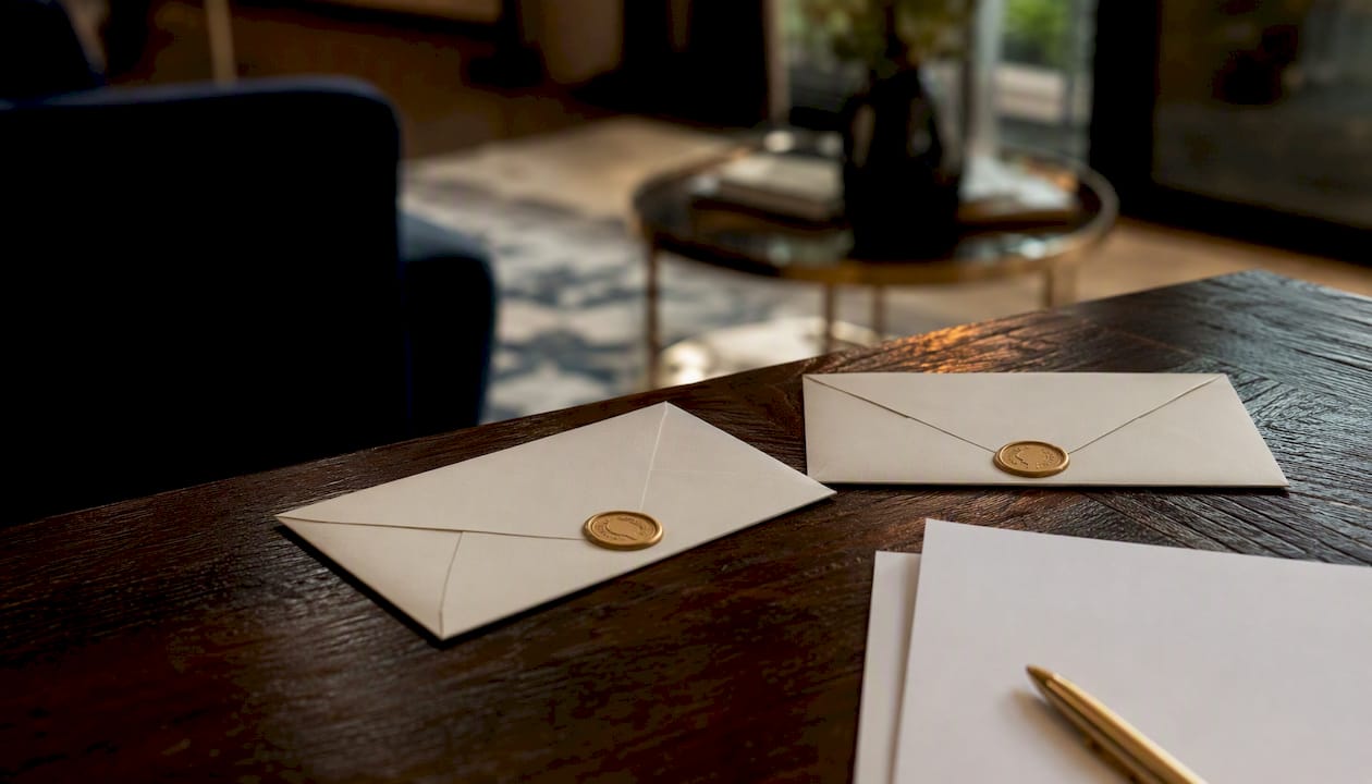 Two sealed envelopes symbolizing earnest money and option fee